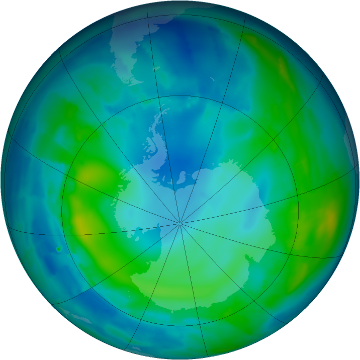 Antarctic ozone map for 07 May 2012
